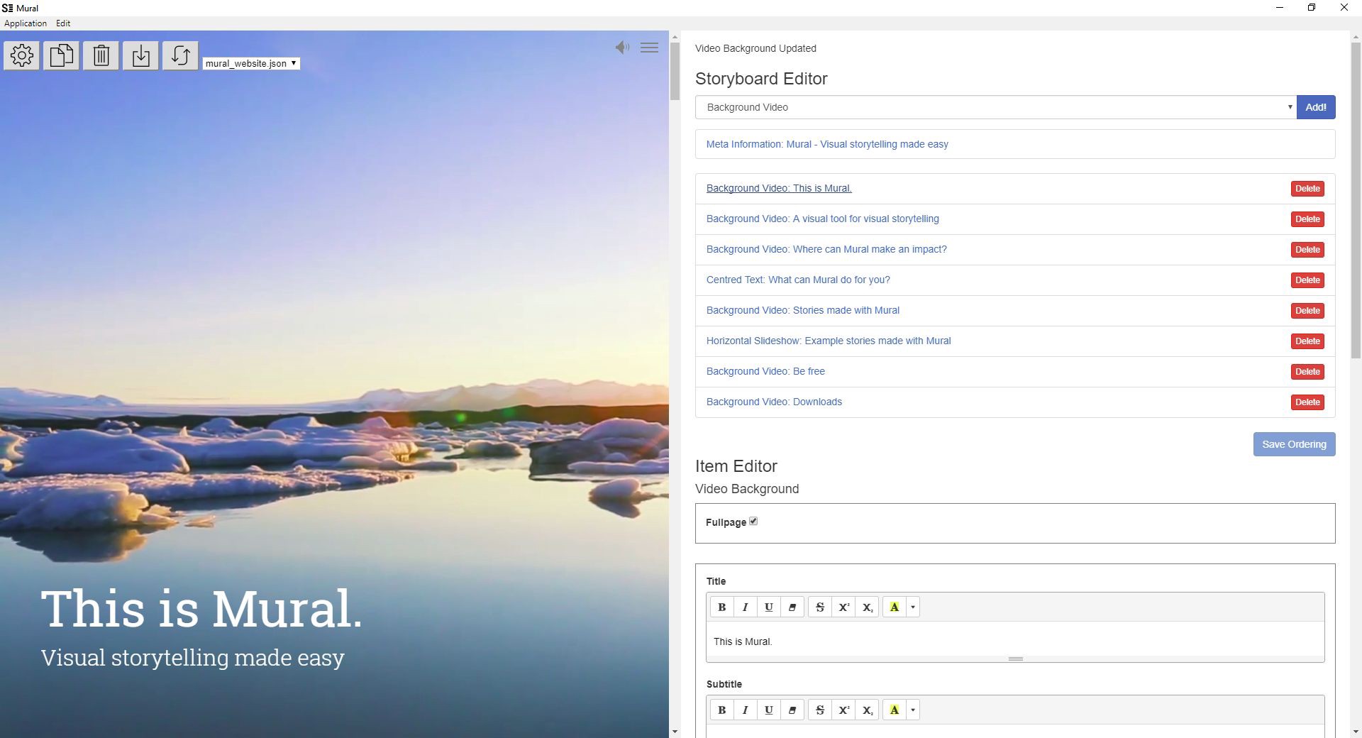 Screenshot of Mural’s UI as of version 0.2.3